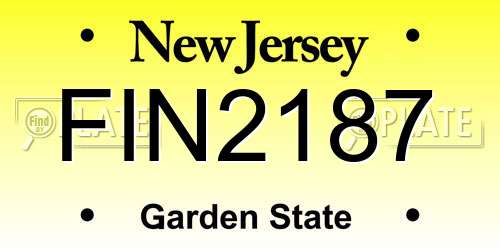 FIN2187 New Jersey License Plate