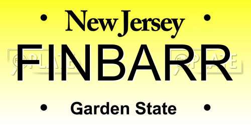 FINBARR New Jersey License Plate