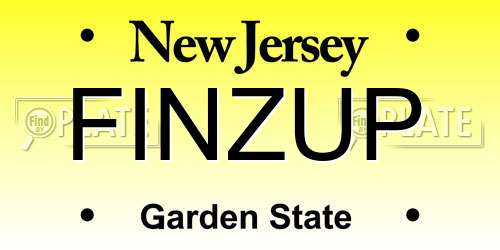 FINZUP New Jersey License Plate
