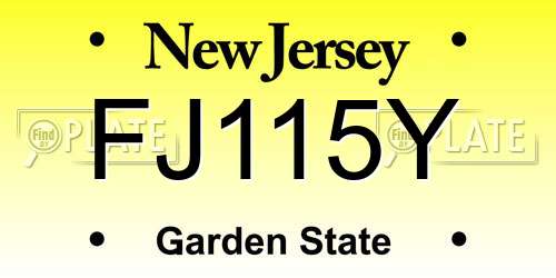 FJ115Y New Jersey License Plate