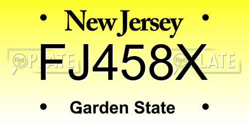 FJ458X New Jersey License Plate