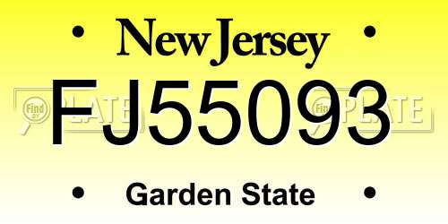 FJ55093 New Jersey License Plate
