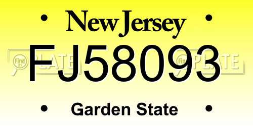 FJ58093 New Jersey License Plate