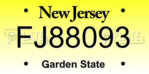 FJ88093 New Jersey License Plate