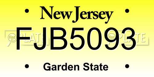 FJB5093 New Jersey License Plate