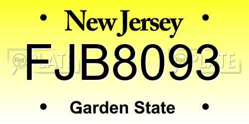 FJB8093 New Jersey License Plate