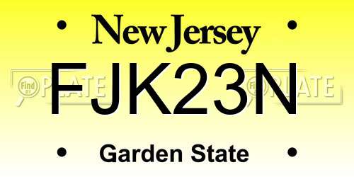 FJK23N New Jersey License Plate