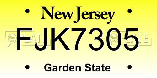 FJK7305 New Jersey License Plate