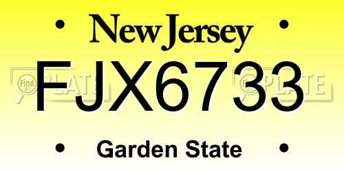 FJX6733 New Jersey License Plate