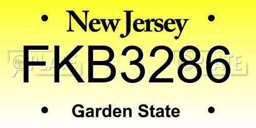 FKB3286 New Jersey License Plate