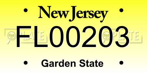 FL00203 New Jersey License Plate