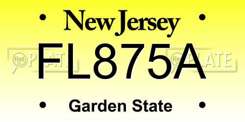 FL875A New Jersey License Plate