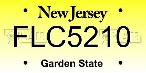 FLC5210 New Jersey License Plate