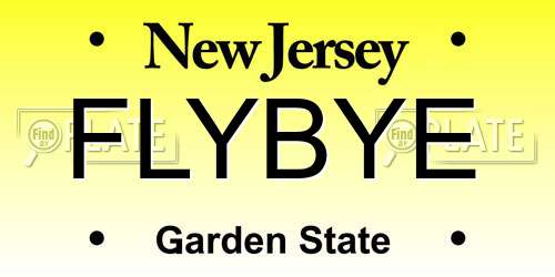 FLYBYE New Jersey License Plate