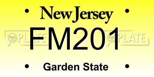 FM201 New Jersey License Plate