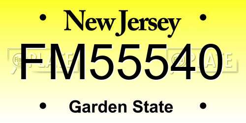 FM55540 New Jersey License Plate