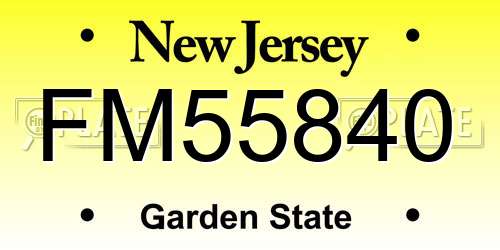 FM55840 New Jersey License Plate