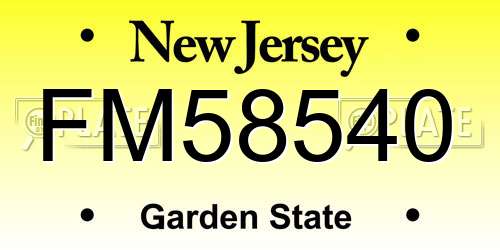 FM58540 New Jersey License Plate
