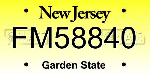 FM58840 New Jersey License Plate