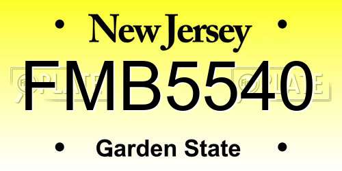 FMB5540 New Jersey License Plate