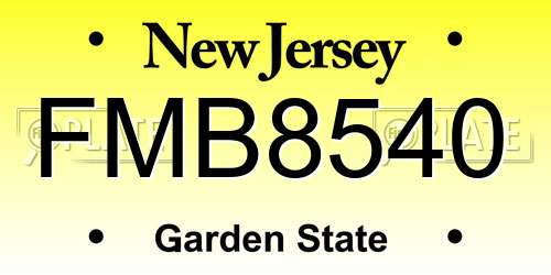 FMB8540 New Jersey License Plate