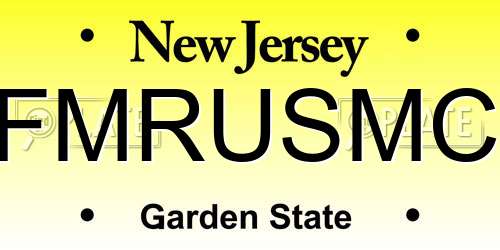 FMRUSMC New Jersey License Plate
