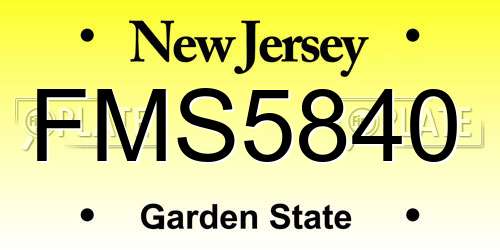FMS5840 New Jersey License Plate