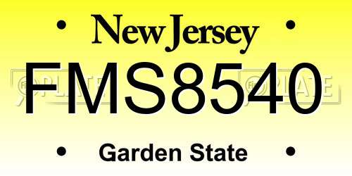 FMS8540 New Jersey License Plate