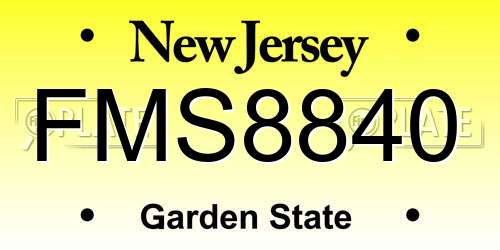 FMS8840 New Jersey License Plate