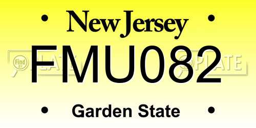 FMU082 New Jersey License Plate