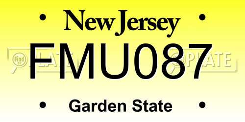 FMU087 New Jersey License Plate