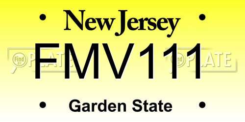 FMV111 New Jersey License Plate