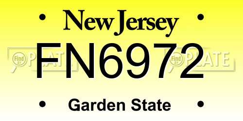 FN6972 New Jersey License Plate