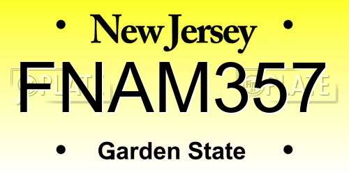 FNAM357 New Jersey License Plate
