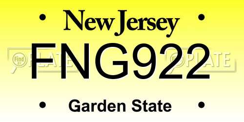 FNG922 New Jersey License Plate