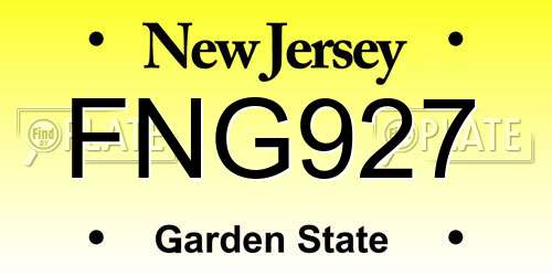 FNG927 New Jersey License Plate