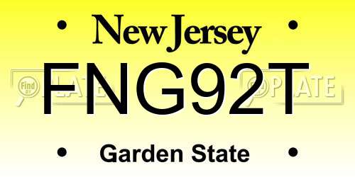 FNG92T New Jersey License Plate