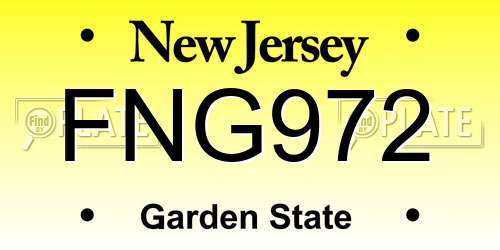 FNG972 New Jersey License Plate
