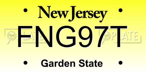 FNG97T New Jersey License Plate