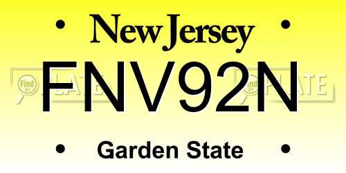 FNV92N New Jersey License Plate