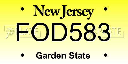 FOD583 New Jersey License Plate