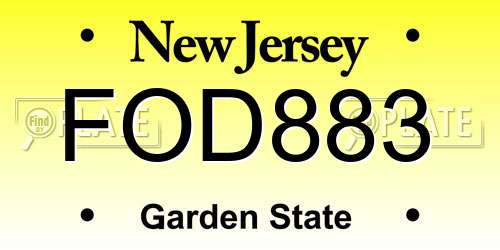 FOD883 New Jersey License Plate