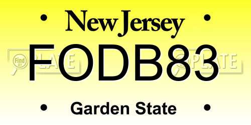 FODB83 New Jersey License Plate