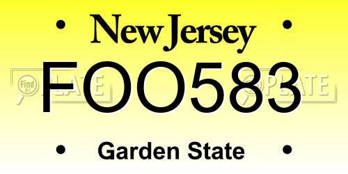 FOO583 New Jersey License Plate