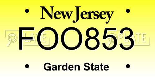 FOO853 New Jersey License Plate