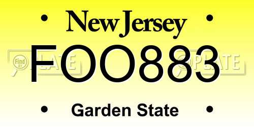 FOO883 New Jersey License Plate