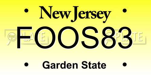 FOOS83 New Jersey License Plate
