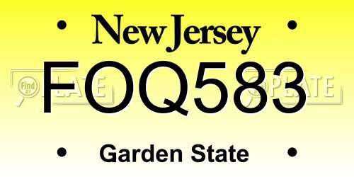 FOQ583 New Jersey License Plate
