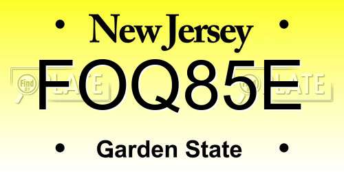 FOQ85E New Jersey License Plate