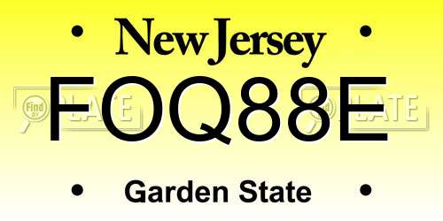 FOQ88E New Jersey License Plate